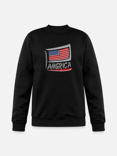 America Flag - Champion Unisex Powerblend Sweatshirt  - black