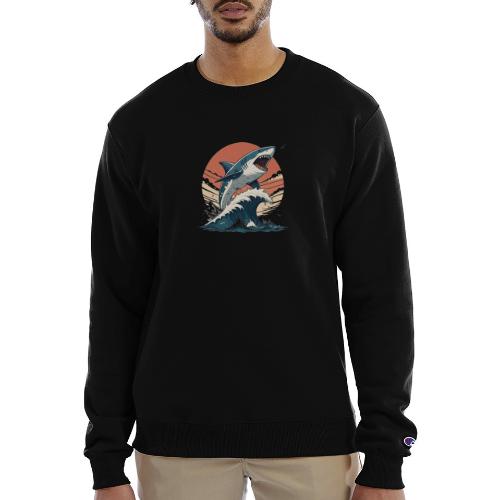 Fierce Shark Breaking Through Waves - Champion Unisex Powerblend Sweatshirt 