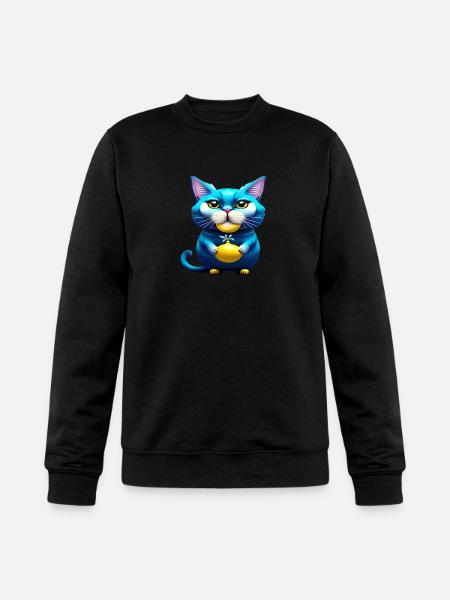 Cute cat funny blue cat - Champion Unisex Powerblend Sweatshirt - black