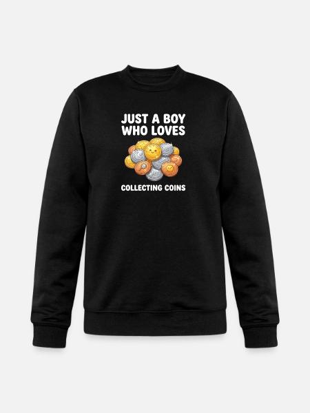 Coin-Loving Boy Collecting Coins - Champion Unisex Powerblend Sweatshirt - black