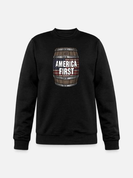 American Flag Wood Barrel - Champion Unisex Powerblend Sweatshirt - black