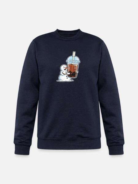 Snowman Bubble Tea Cup - Champion Unisex Powerblend Sweatshirt - navy