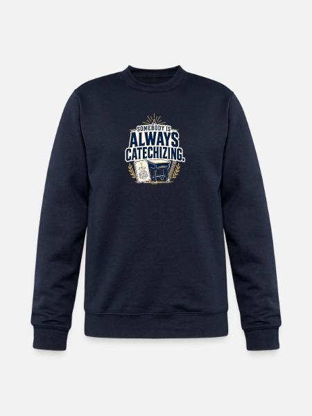 Somebody Is Always Catechizing Homeschool - Champion Unisex Powerblend Sweatshirt - navy
