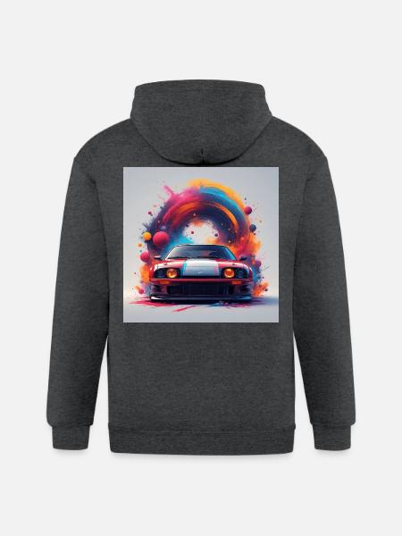 Neon Splash Drifter Car Art - Gildan Heavy Blend Adult Zip Hoodie - deep heather