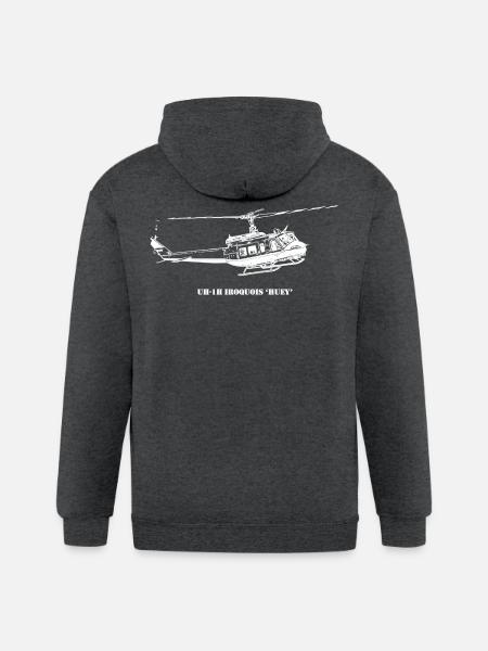 Huey Shadow Helicopter Silhouette - Gildan Heavy Blend Adult Zip Hoodie - deep heather