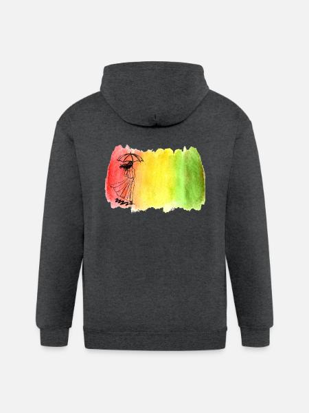 Girl with Umbrella - Gildan Heavy Blend Adult Zip Hoodie - deep heather
