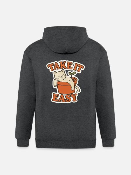 Take It Easy - Gildan Heavy Blend Adult Zip Hoodie - deep heather