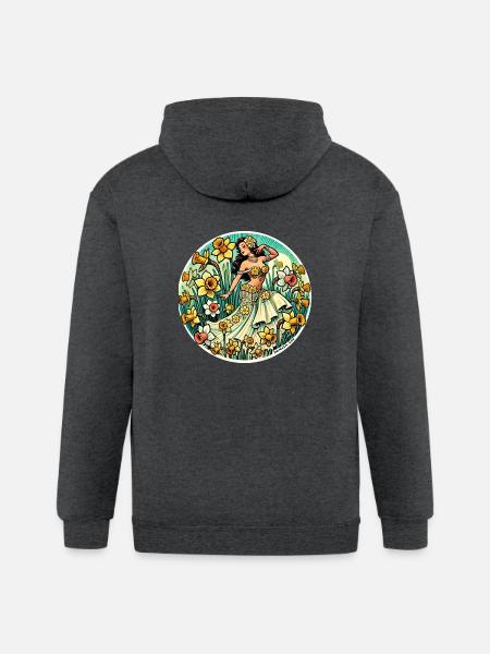 Belly Dance Daffodil - Gildan Heavy Blend Adult Zip Hoodie - deep heather