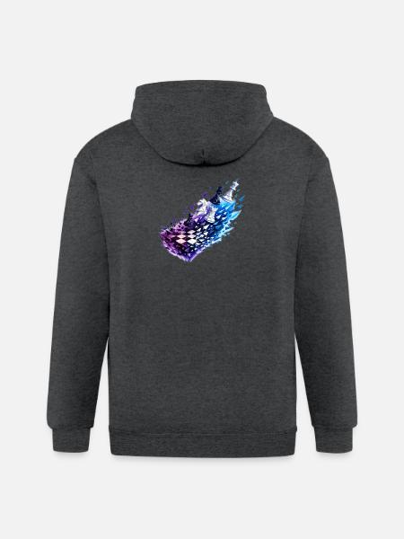 Chromatic Chess Glyph Burst - Gildan Heavy Blend Adult Zip Hoodie - deep heather
