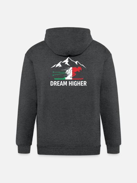 Dream Higher Alpine Skier - Gildan Heavy Blend Adult Zip Hoodie - deep heather