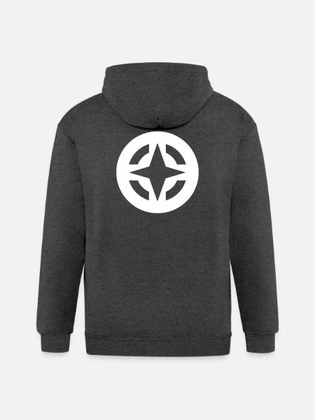 Compass Star Circular Emblem - Gildan Heavy Blend Adult Zip Hoodie - deep heather