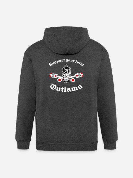 Support Local Outlaws Emblem - Gildan Heavy Blend Adult Zip Hoodie - deep heather