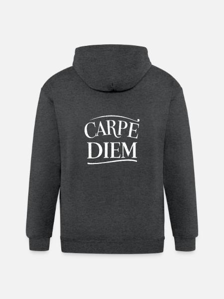 Carpe diem latin quote - Gildan Heavy Blend Adult Zip Hoodie - deep heather
