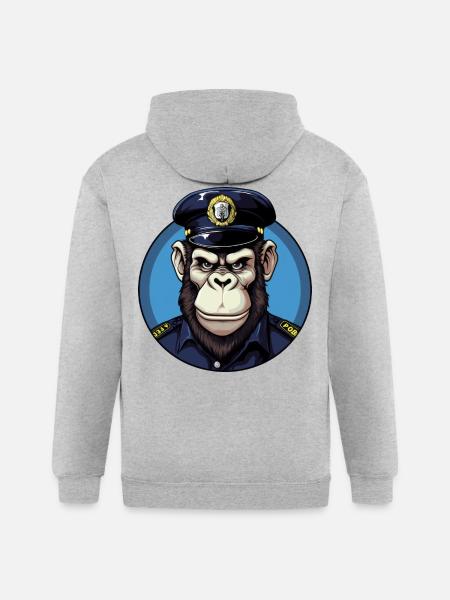 Monkey policeman - Gildan Heavy Blend Adult Zip Hoodie - heather gray