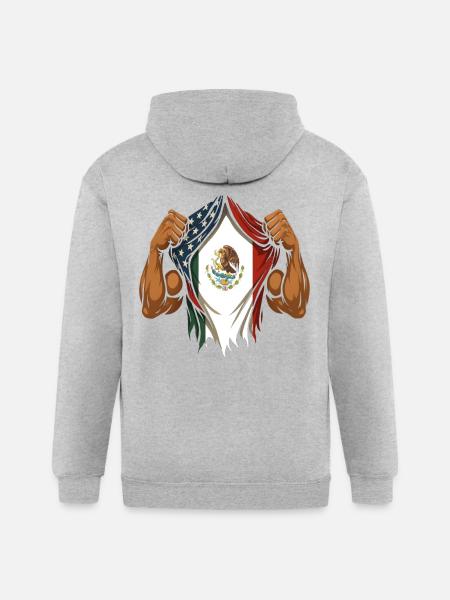 Mexican American Flag Mexican Roots - Gildan Heavy Blend Adult Zip Hoodie - heather gray