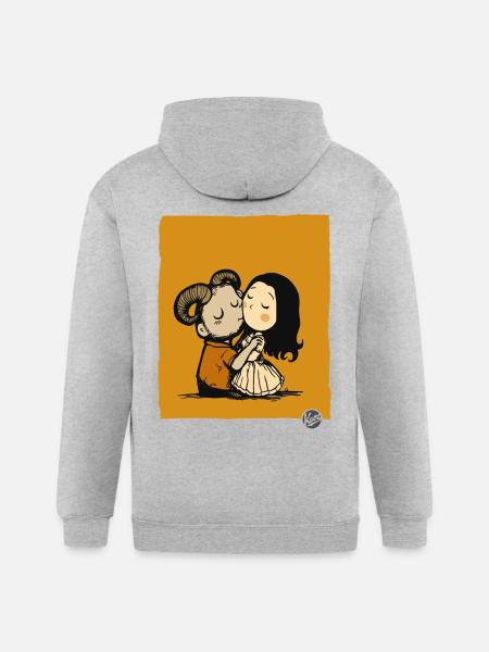 Rustic Ram Kiss Duo - Gildan Heavy Blend Adult Zip Hoodie - heather gray