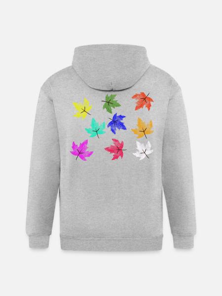 Prismatic Autumn Maple Leaves - Gildan Heavy Blend Adult Zip Hoodie - heather gray