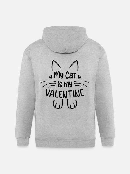 My Cat is My Valentines - Gildan Heavy Blend Adult Zip Hoodie - heather gray