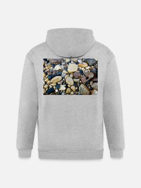 wet beach with lock - Gildan Heavy Blend Adult Zip Hoodie - heather gray