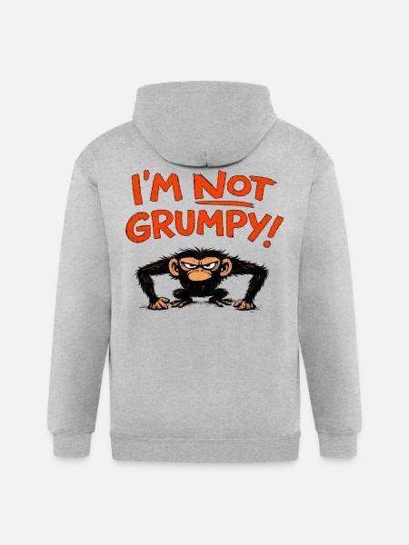 I'm Not Grumpy Monkey - Gildan Heavy Blend Adult Zip Hoodie - heather gray