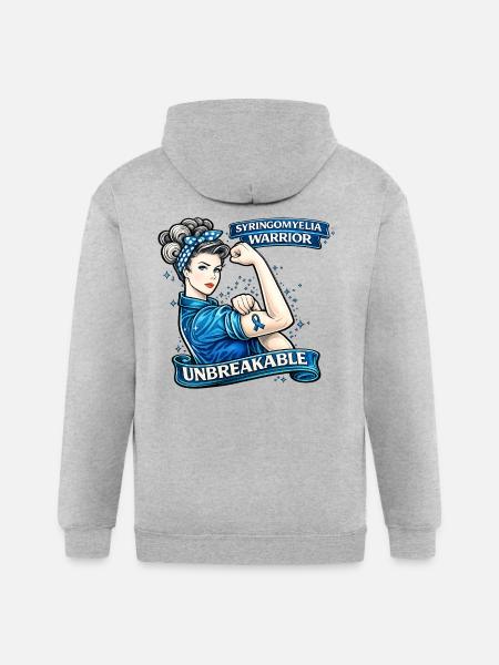 Syringomyelia Warrior Unbreakable - Gildan Heavy Blend Adult Zip Hoodie - heather gray