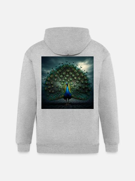 beautiful peacock - Gildan Heavy Blend Adult Zip Hoodie - heather gray