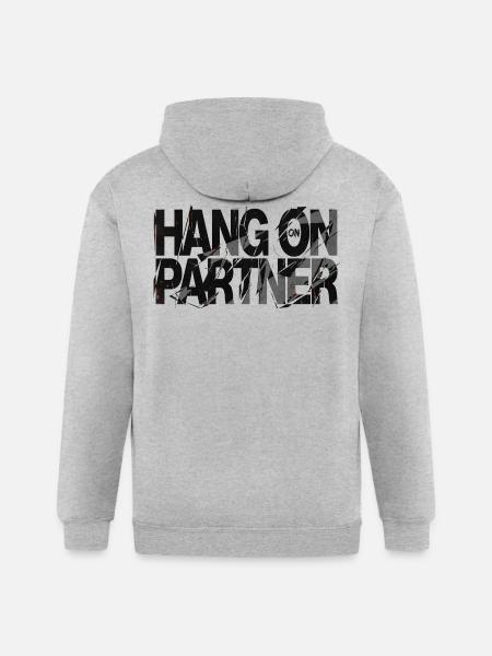 Hang On Partner Distressed Text - Gildan Heavy Blend Adult Zip Hoodie - heather gray