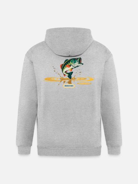 Bass Fish Splash Print - Gildan Heavy Blend Adult Zip Hoodie - heather gray