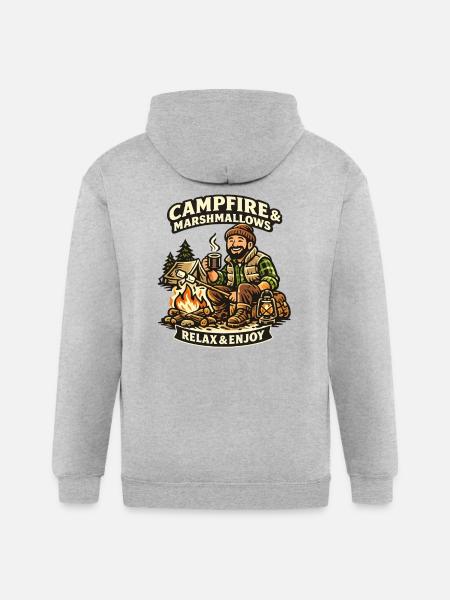 Campfire & Marshmallows Cozy Tee - Gildan Heavy Blend Adult Zip Hoodie - heather gray