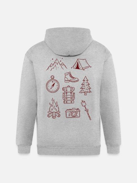Adventure Enthusiast Camping Doodle Collage - Gildan Heavy Blend Adult Zip Hoodie - heather gray