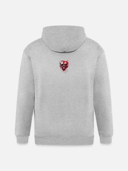 Blood Splash Skull Art - Gildan Heavy Blend Adult Zip Hoodie - heather gray