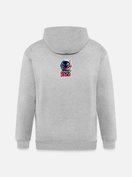 Edgy Face Spaceman - Gildan Heavy Blend Adult Zip Hoodie - heather gray