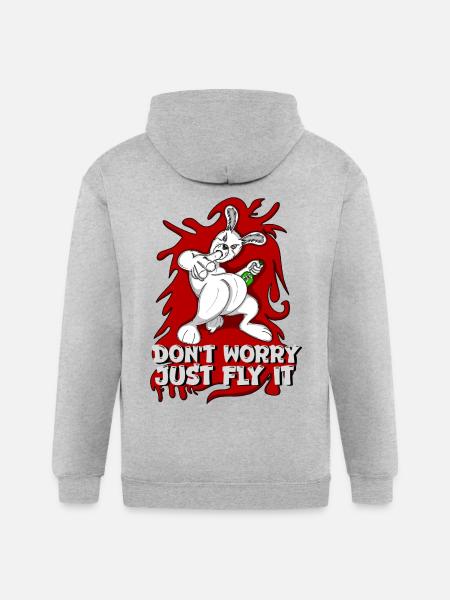 Badass bunny just fly it - Gildan Heavy Blend Adult Zip Hoodie - heather gray