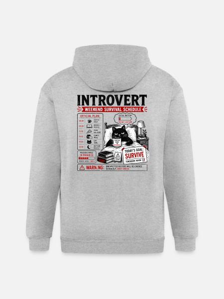 Introvert Weekend Survival Schedule - Gildan Heavy Blend Adult Zip Hoodie - heather gray