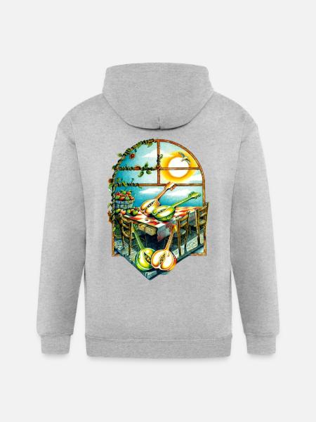 Rustic Sunrise Kitchen Scene - Gildan Heavy Blend Adult Zip Hoodie - heather gray