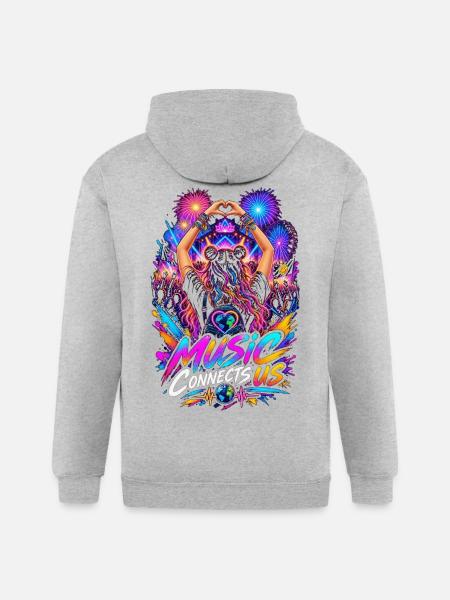 Music Connects Us - Gildan Heavy Blend Adult Zip Hoodie - heather gray