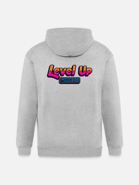 Level Up - Gildan Heavy Blend Adult Zip Hoodie - heather gray