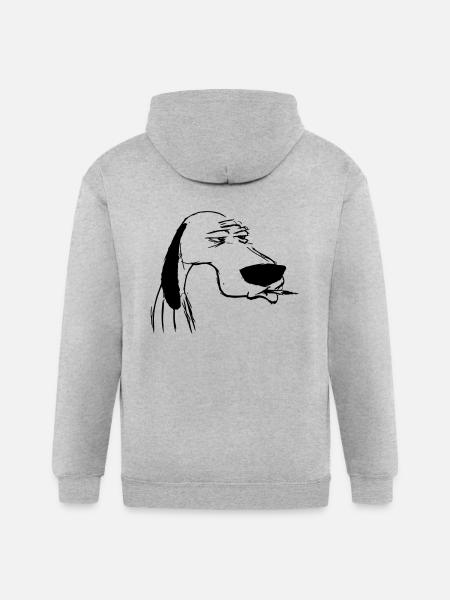 smoking dog - Gildan Heavy Blend Adult Zip Hoodie - heather gray