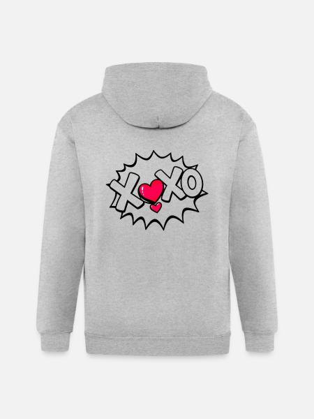 XOXO - Gildan Heavy Blend Adult Zip Hoodie - heather gray