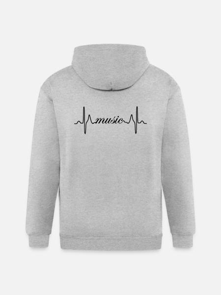 Music ECG heartbeat - Gildan Heavy Blend Adult Zip Hoodie - heather gray