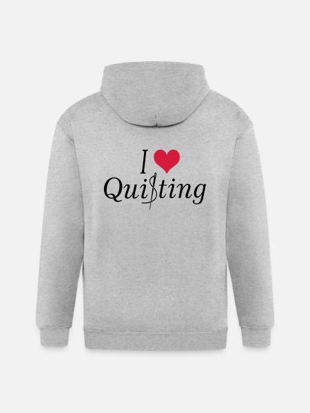 I love Quilting - Gildan Heavy Blend Adult Zip Hoodie - heather gray