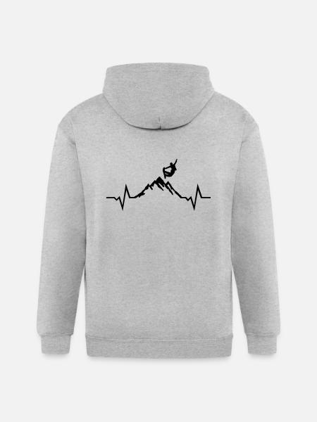 Snowboarding - Snowboarder, Mountain & ECG - Gildan Heavy Blend Adult Zip Hoodie - heather gray