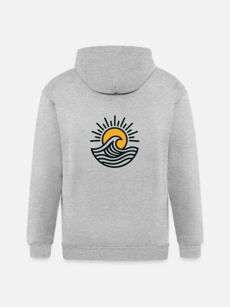 Sunrise Wave Emblem - Gildan Heavy Blend Adult Zip Hoodie - heather gray
