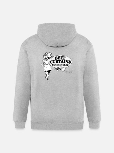 Beef Curtains Butcher Shop - Gildan Heavy Blend Adult Zip Hoodie - heather gray