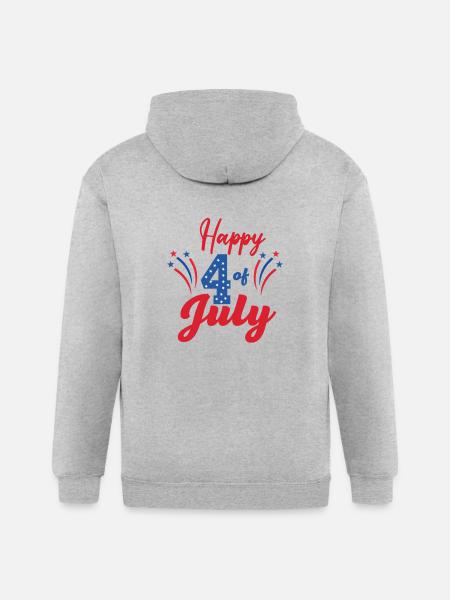 Happy 4th Of July - Gildan Heavy Blend Adult Zip Hoodie - heather gray