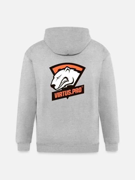 Virtus Pro Logo - Gildan Heavy Blend Adult Zip Hoodie - heather gray