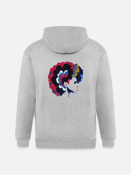 Flowered Fro3 - Gildan Heavy Blend Adult Zip Hoodie - heather gray - Back