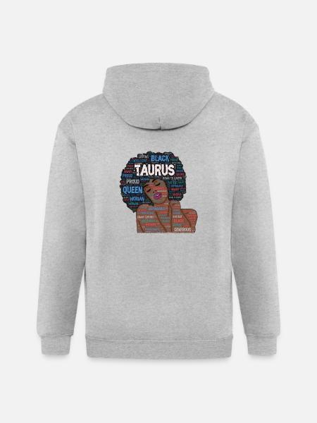 Taurus Artistic Afro Birthday Art - Gildan Heavy Blend Adult Zip Hoodie - heather gray - Back