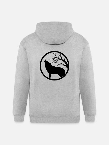 Howling wolf - Gildan Heavy Blend Adult Zip Hoodie - heather gray