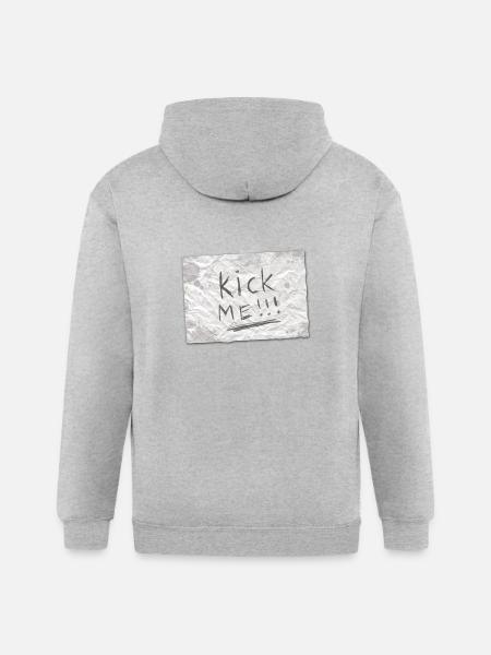 Kick Me Sign - Gildan Heavy Blend Adult Zip Hoodie - heather gray - Back